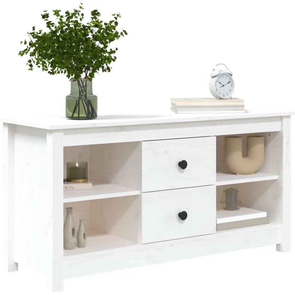vidaXL Έπιπλο Τηλεόρασης Λευκό 103x36,5x52 εκ. από Μασίφ Ξύλο Πεύκου
