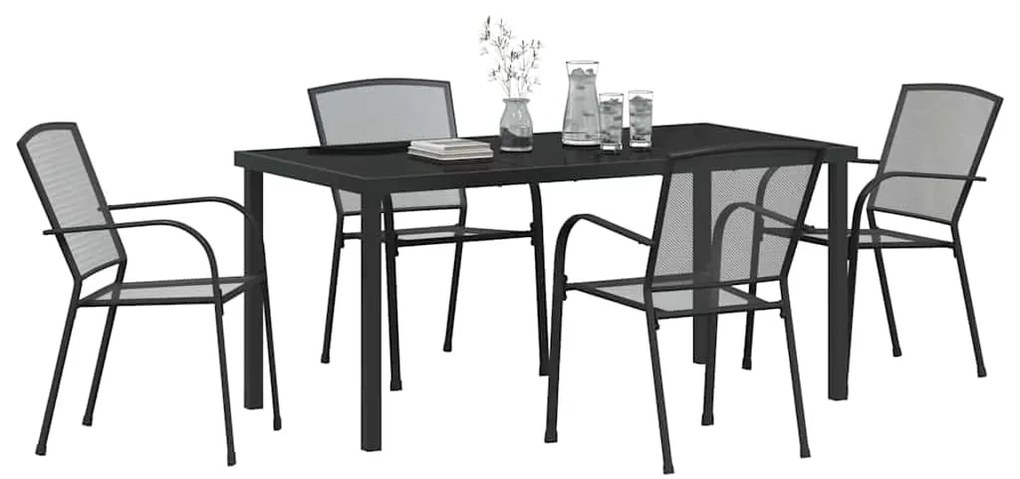 vidaXL Σέτ φαγητού για κήπο 5 pcs Ανθρακί Ατσάλι