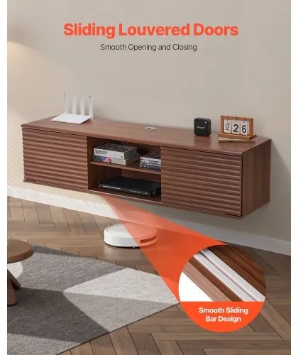 VEVOR Floating TV Stand 60&quot; Entertainment Center Adjustable Shelf &amp; Sliding Door