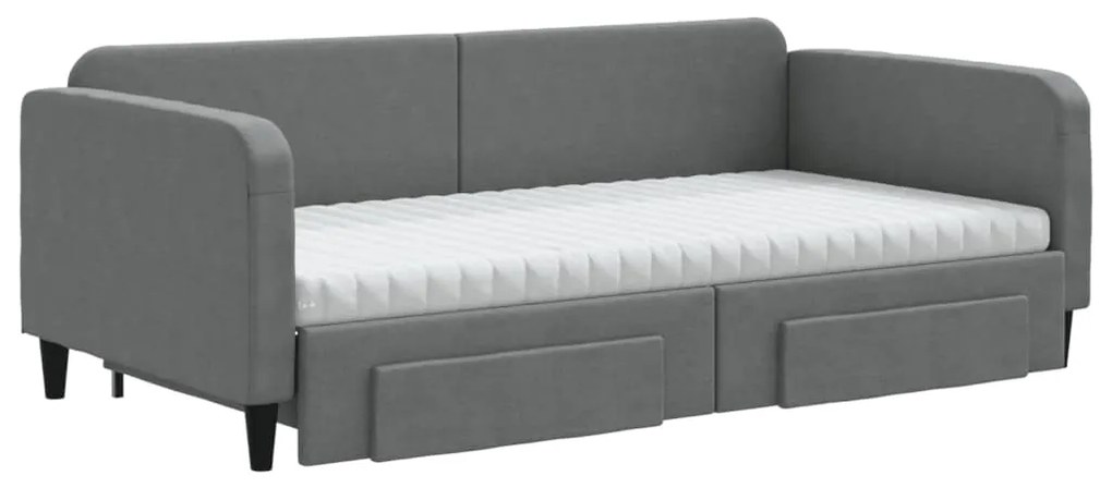 vidaXL Καναπές Κρεβάτι Συρόμενος Σκ. Γκρι 100x200εκ. Ύφασμα &amp; Συρτάρια