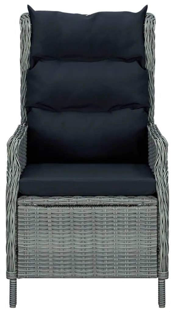 vidaXL Πολυθρόνα Κήπου Ανακλινόμενη Αν. Γκρι Συνθ. Ρατάν με Υποπόδιο