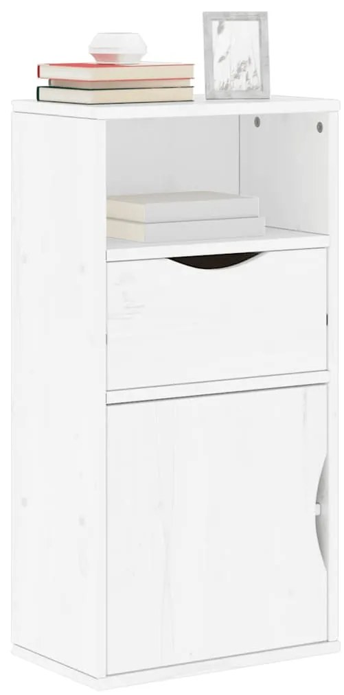 Συρταριέρα με Συρτάρι ODDA Λευκό 40x24x79 εκ. Μασίφ Ξύλο Πεύκου