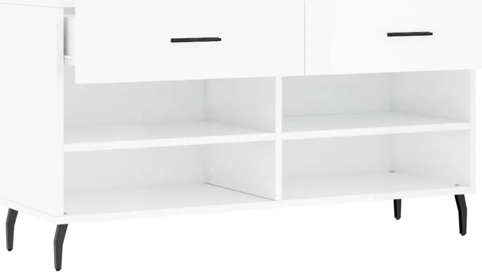 vidaXL Παπουτσοθήκη Γυαλιστερό Λευκό 102x35x55 εκ. Επεξεργασμένο Ξύλο