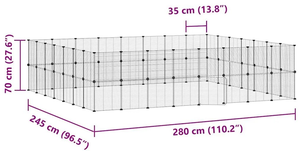 vidaXL Κλουβί Κατοικίδιων με 60 Πάνελ + Πόρτα Μαύρο 35 x 35εκ Ατσάλινο
