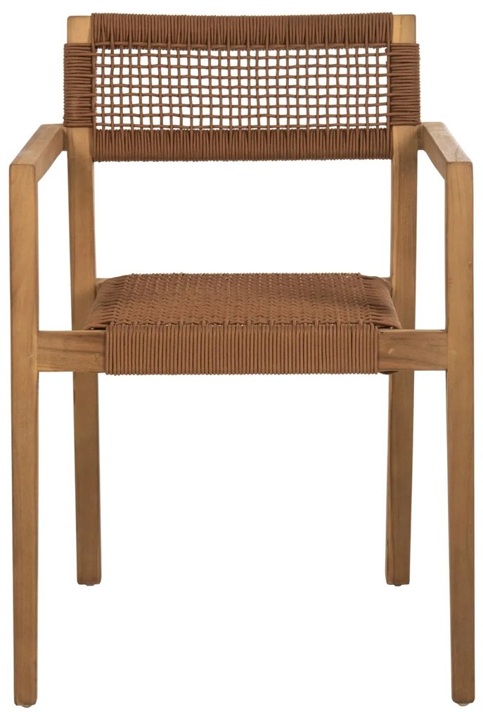 Πολυθρόνα CHARLOTTE Ξύλο Teak Φυσικό και Καφέ Σχοινί 59x54x83Y εκ. 59x54x83 εκ.
