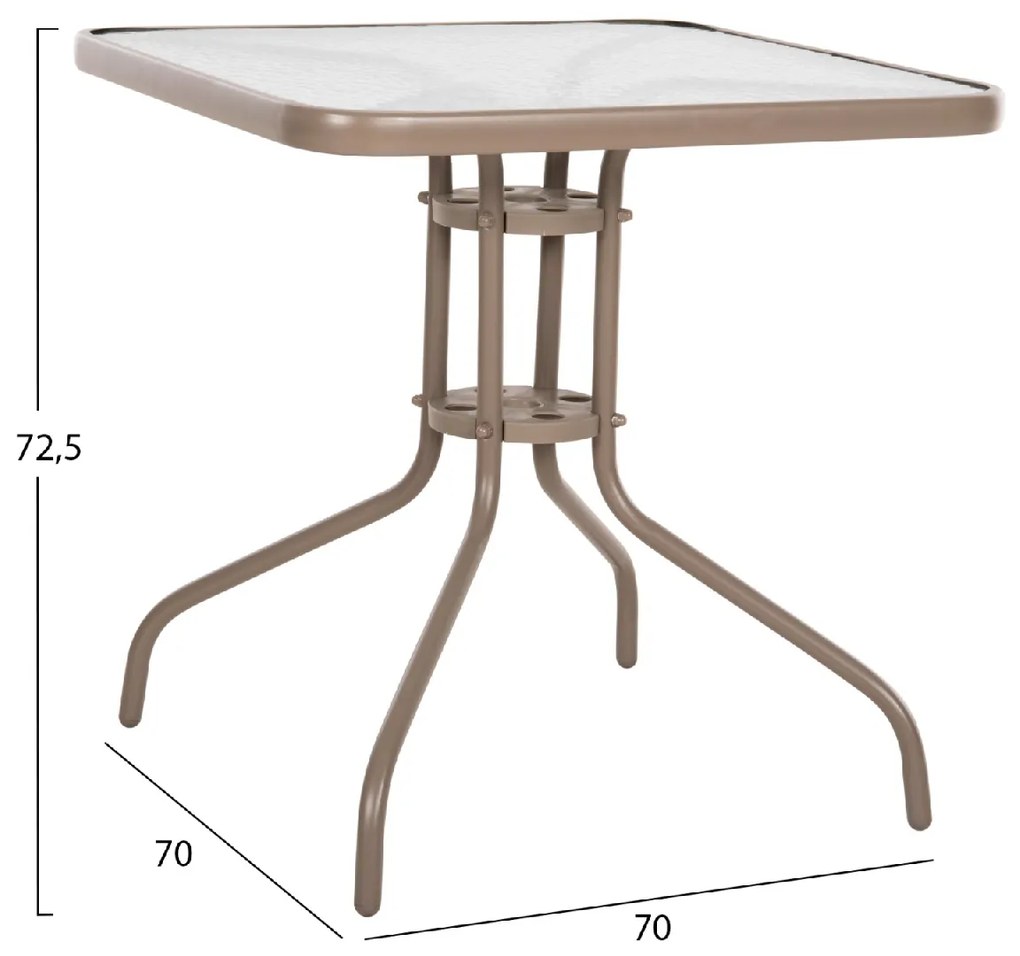 ΤΡΑΠΕΖΙ ΕΞΩΤ.ΧΩΡΟΥ FIGO HM5036.04 ΜΕΤΑΛΛΟ ΣΑΜΠΑΝΙ-ΓΥΑΛΙΝΗ ΕΠΙΦΑΝΕΙΑ 70Χ70Χ72,5Υεκ