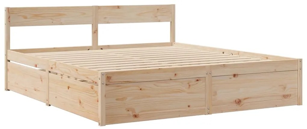 vidaXL Σκελετός Κρεβατιού Χωρίς Στρώμα 180x200 εκ Μασίφ Ξύλο Πεύκου