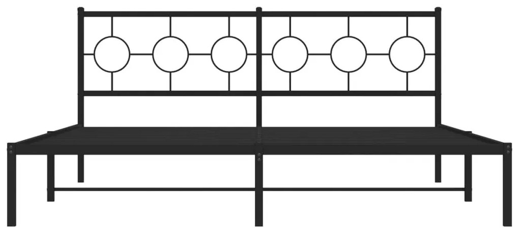 Πλαίσιο Κρεβατιού με Κεφαλάρι Μαύρο 183 x 213 εκ. Μεταλλικό - Μαύρο