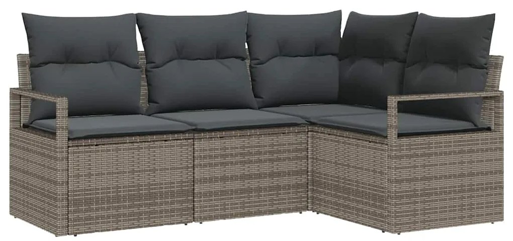 vidaXL Σετ Καναπέ Κήπου 4 pcs Γκρι Πολυ ράταν