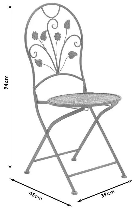 Τραπεζαρία Abriel σετ 3τεμ μέταλλο ανθρακί antique