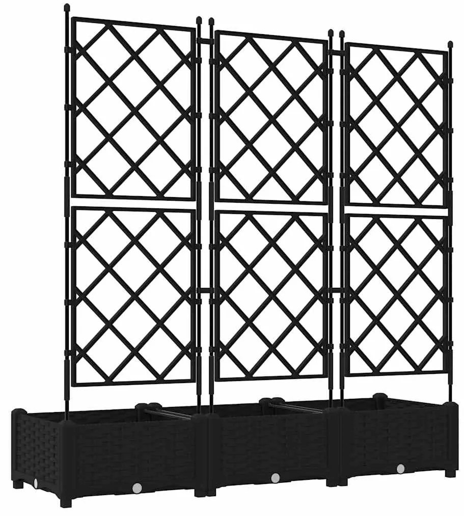vidaXL Γλάστρα Κήπου 3 pcs Μαύρο 120 x 40 x 125,5 εκ. Ατσάλι