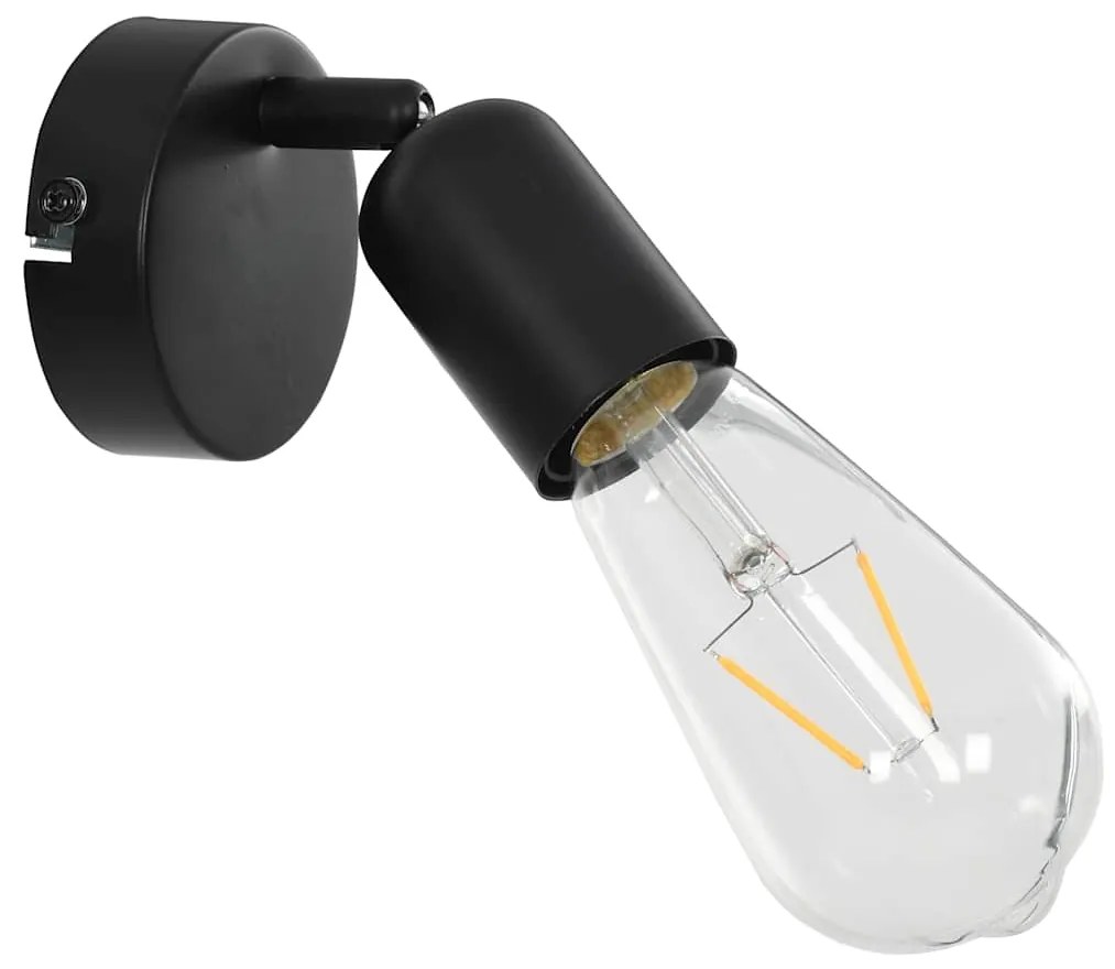 vidaXL Φωτιστικά Σποτ 2 τεμ. Μαύρα με Λαμπτήρες Filament 2W Ε27