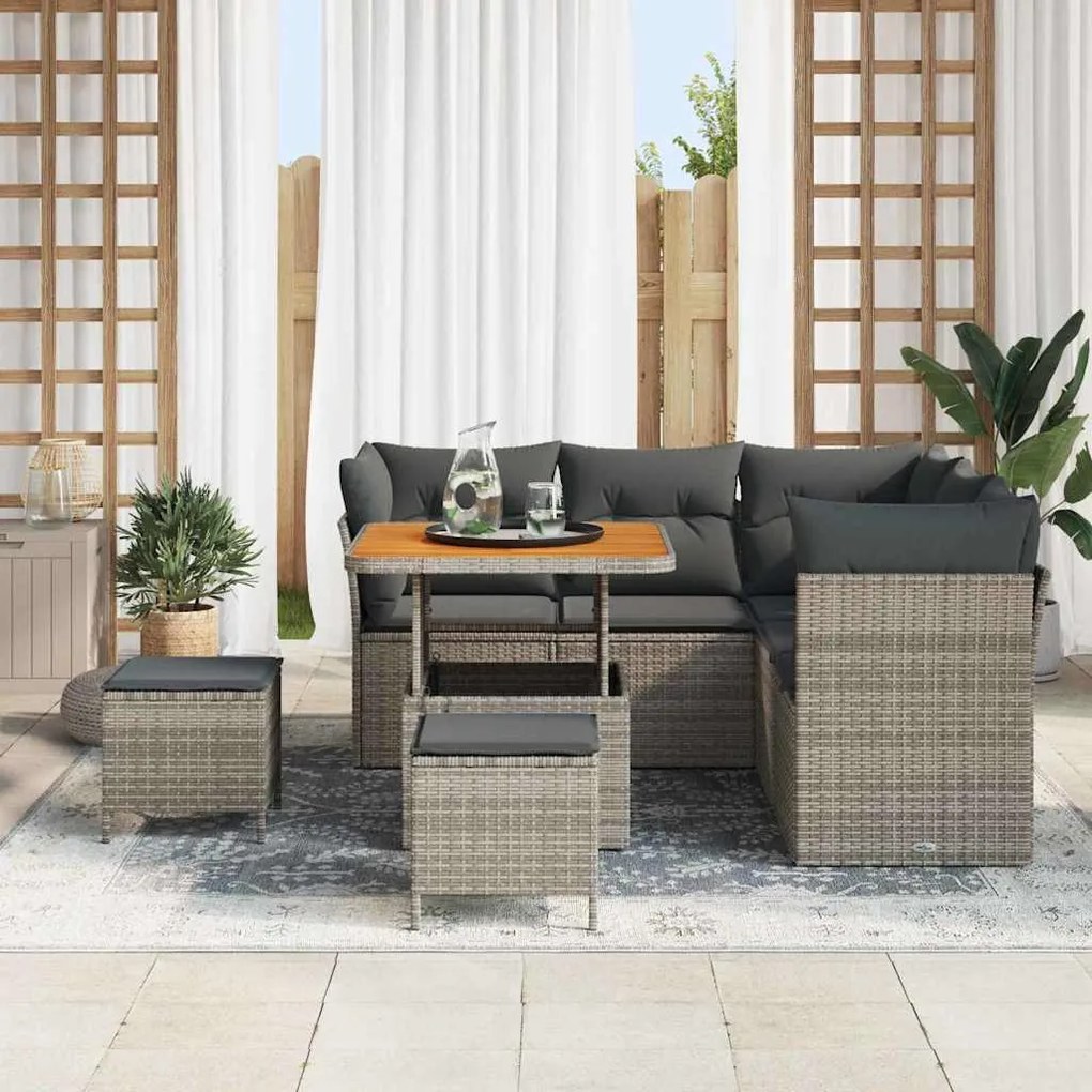 vidaXL Σετ Καναπέ Κήπου 8 pcs Γκρι συνθετικό ρατάν