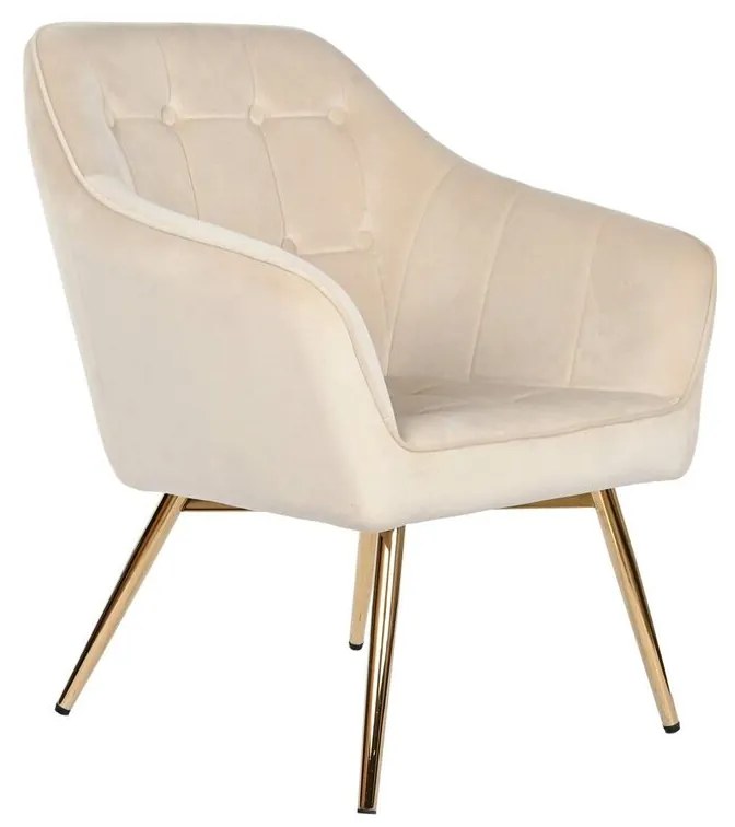 Κάθισμα DKD Home Decor Κρεμ Χρυσό Μέταλλο 74 x 74 x 90 cm