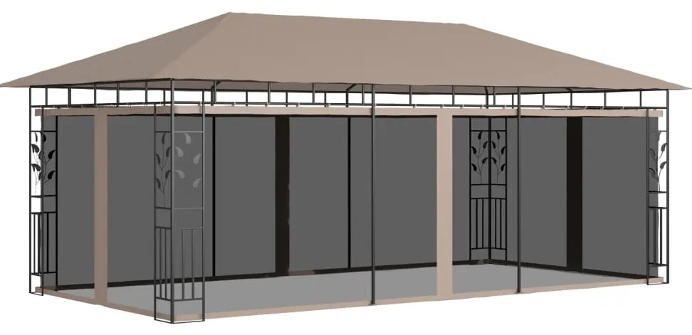 vidaXL Κιόσκι με Αντικουνουπικό Δίχτυ Taupe 6x3x2,73 μ. / 180 γρ./μ²