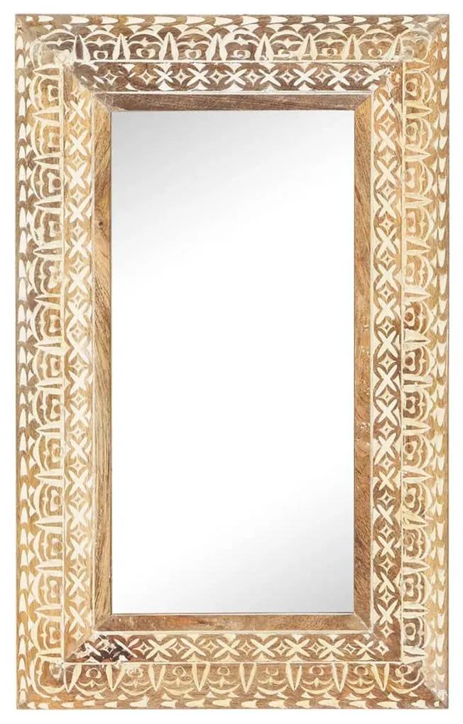 Καθρέφτης Σκαλιστός στο Χέρι 80x50x2,6εκ. από Μασίφ Ξύλο Μάνγκο - Καφέ