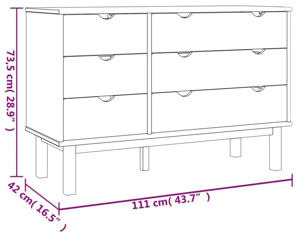 Συρταριέρα OTTA Καφέ &amp; Λευκό 111x43x73,5 εκ. Μασίφ Ξύλο Πεύκου - Λευκό