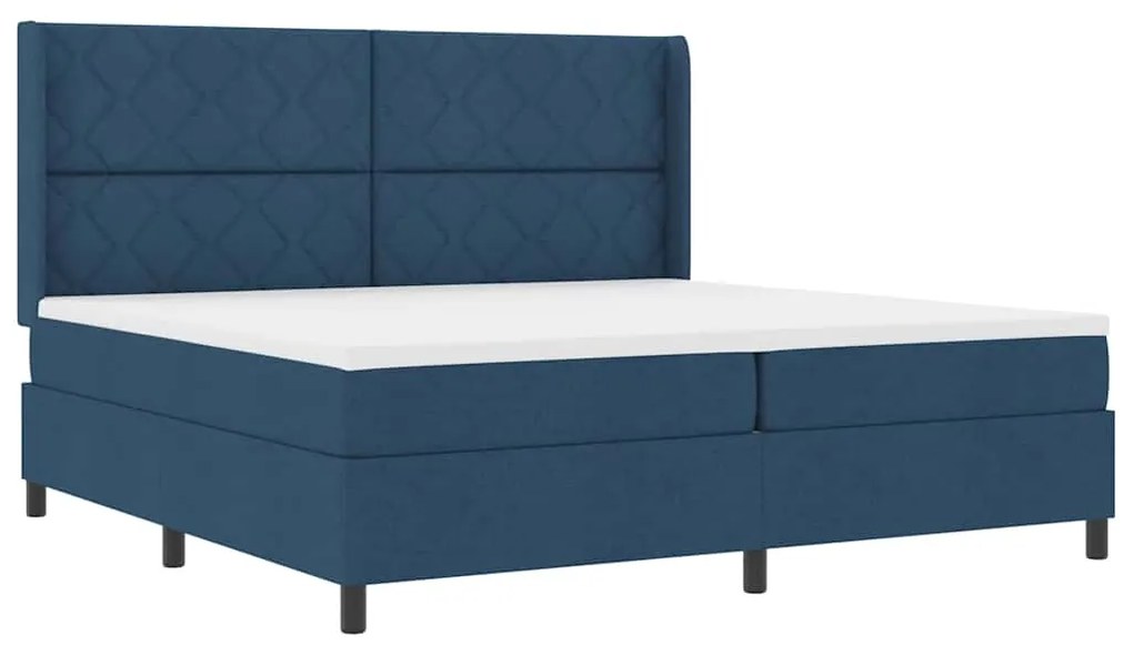 vidaXL Κρεβάτι με ελατήρια με στρώμα Μπλε 200 x 200 cm ύφασμα