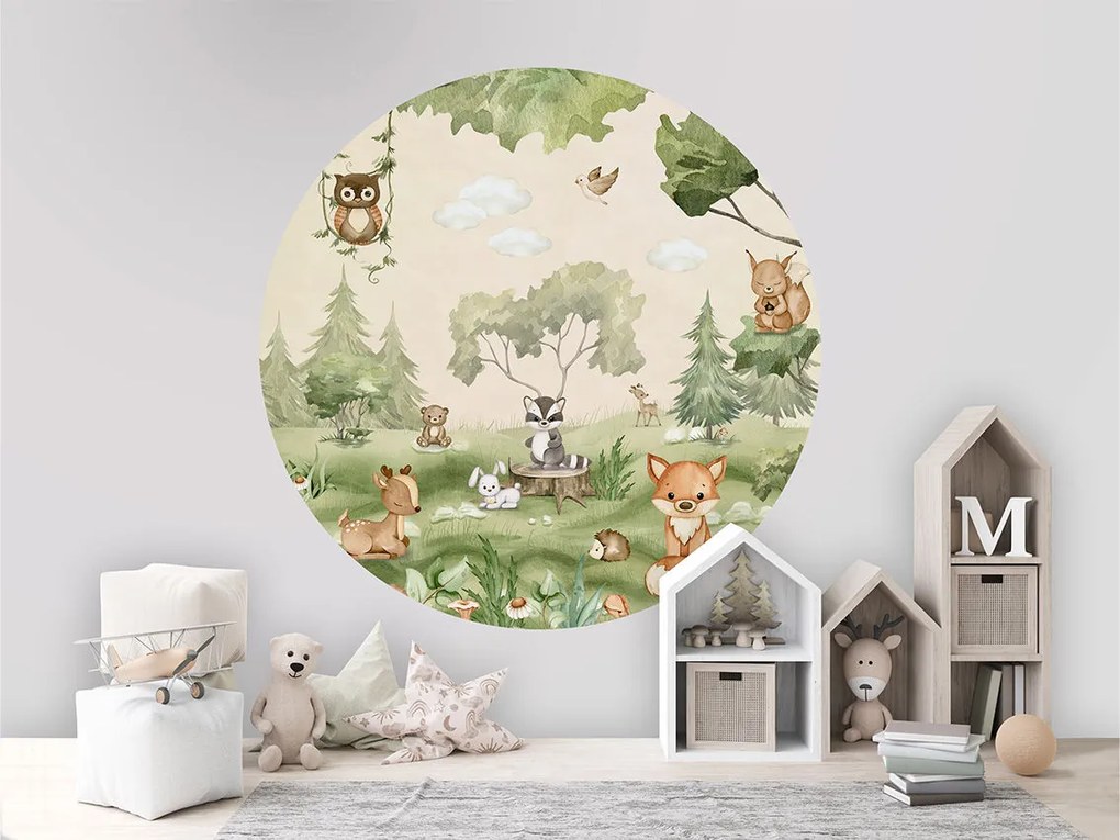 Woodland Joy Ταπετσαρια Τοιχου Πρασινο Στρογγυλη 80cm