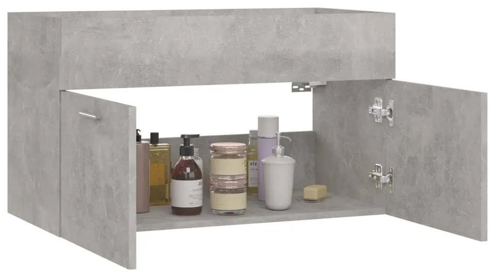 vidaXL Ντουλάπι Νιπτήρα Γκρι Σκυροδέματος 80x38,5x46 εκ. Μοριοσανίδα