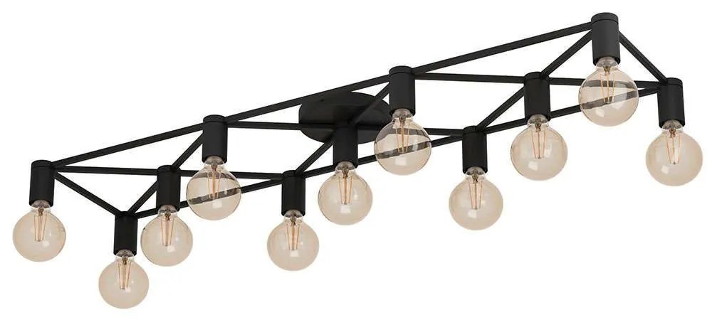 Φωτιστικό Οροφής - Πλαφονιέρα Speke 43722 156x31x10,5cm 11xΕ27 40W Black Eglo Steel