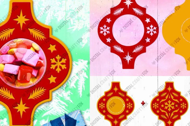 Σετ των 3 Intra απο ξύλο plywood 3mm-4mm πάχος Arabesque Candy Dome, τρισδιάστατο χριστουγεννιάτικο παιχνίδι Δίασταση 16x16 cm INTRAFABR-80253693