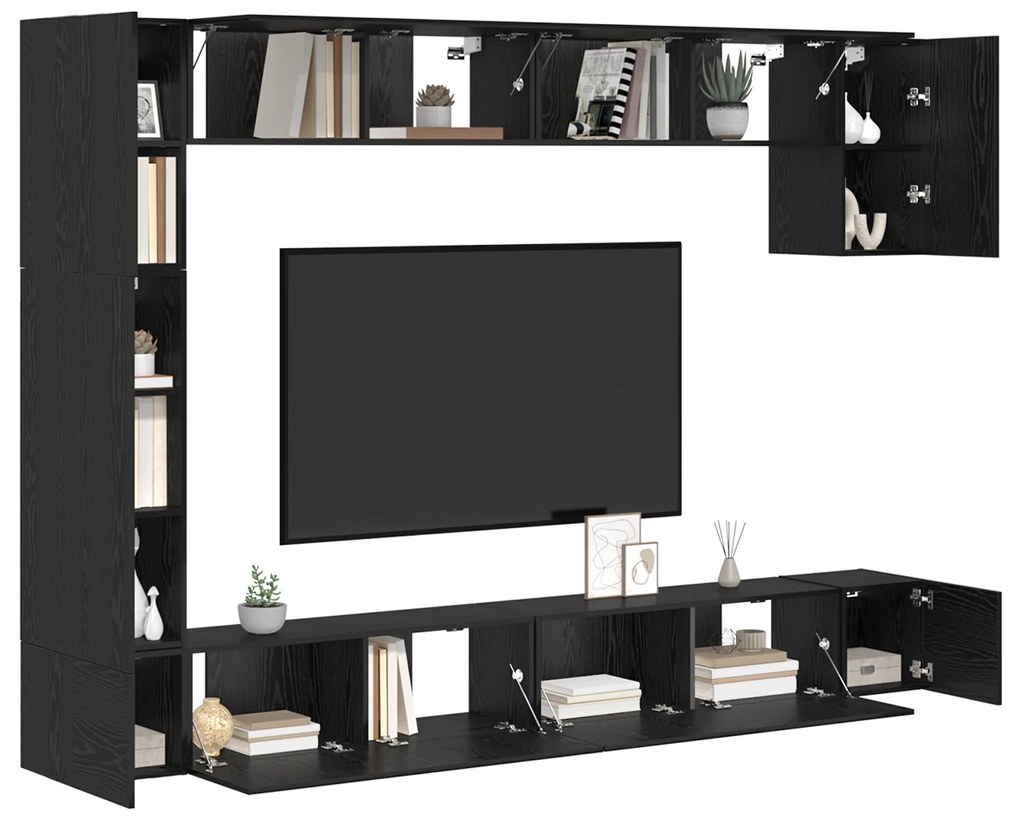vidaXL Σετ επίπλου τηλεόρασης 9 pcs Μαύρη δρυς 100 x 30 x 30.5 εκ.