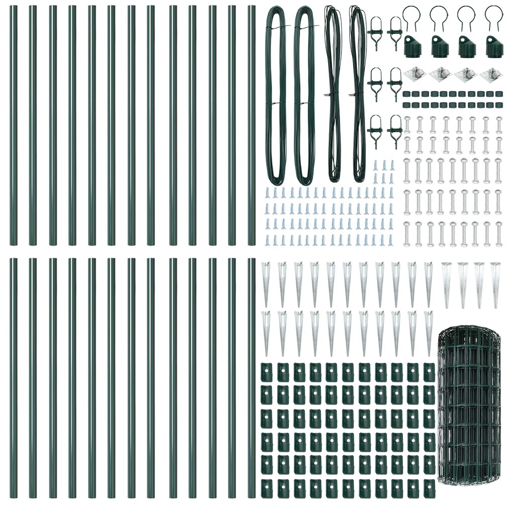 vidaXL Euro Fence με 13 Στηρίγματα 0.6x50 μ Γαλβανισμένος Χάλυβας Πράσινος