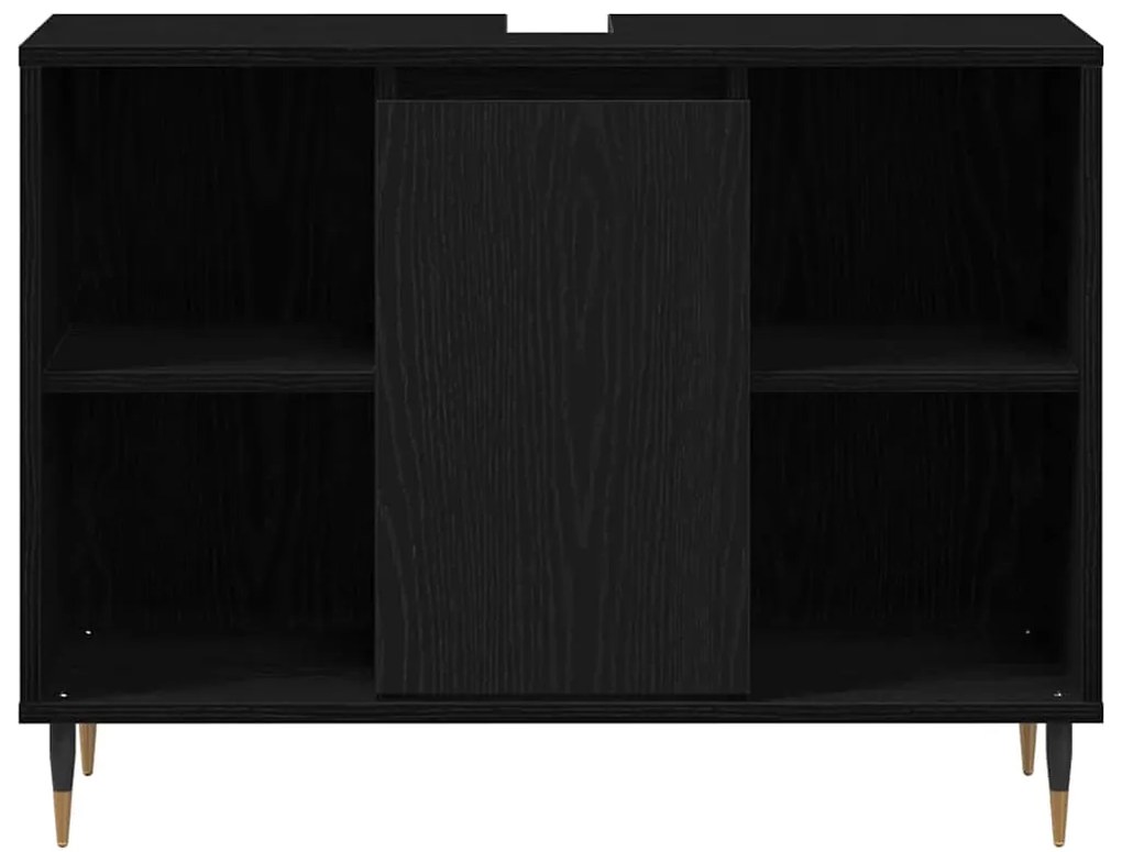 vidaXL Ντουλάπι Μπάνιου Μαύρη δρυς 80 x 33 x 60 εκ Επεξεργασμένο ξύλο
