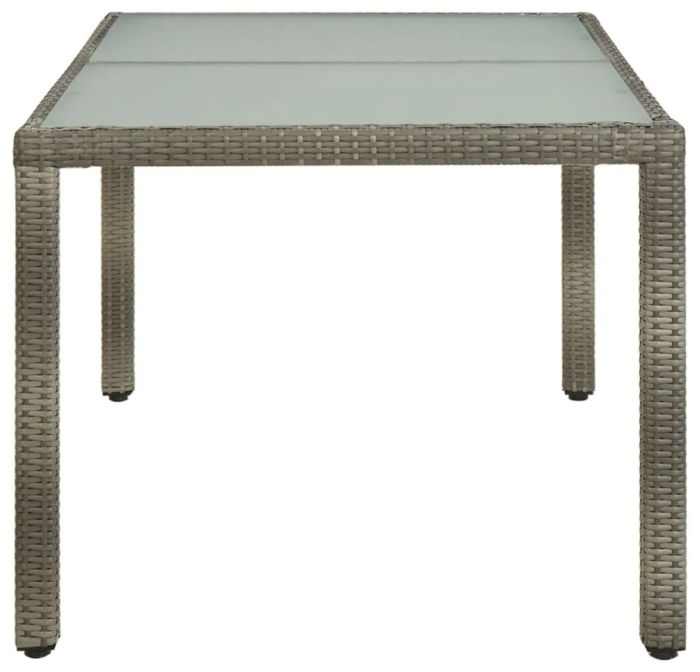 vidaXL Τραπέζι Κήπου Γκρι 150x90x75 εκ. Συνθετικό Ρατάν/Ψημένο Γυαλί