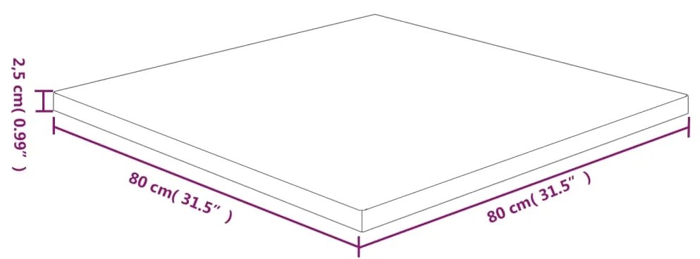 vidaXL Επιφάνεια Τραπεζιού Τετράγωνη Σκ. Καφέ 80x80x2,5 εκ. Ξύλο Δρυς