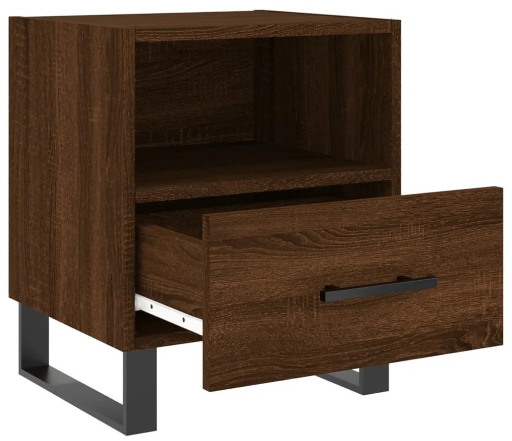 vidaXL Κομοδίνα 2 τεμ. Καφέ Δρυς 40 x 35 x 47,5 εκ. από Επεξεργ. Ξύλο