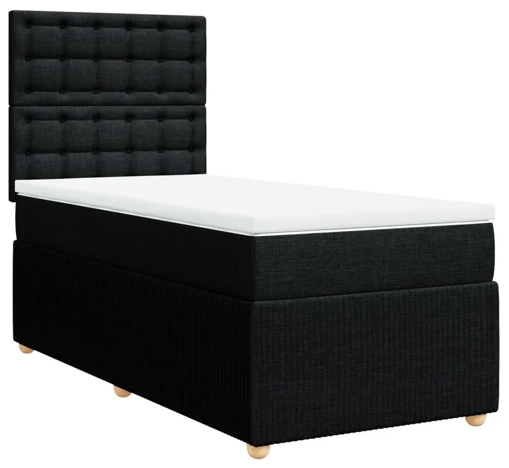 vidaXL Κρεβάτι Boxspring με Στρώμα Μαύρο 100 x 200 εκ. Υφασμάτινο