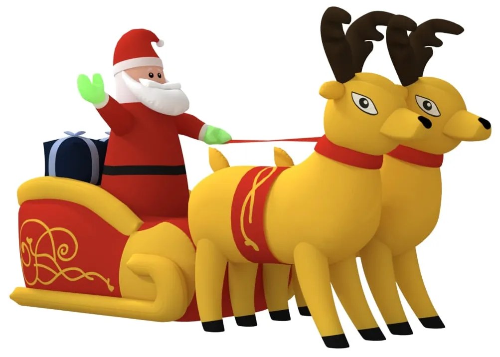 vidaXL Άγιος Βασίλης Έλκηθρο με Ταράνδους Φουσκωτό με LED 130 εκ.