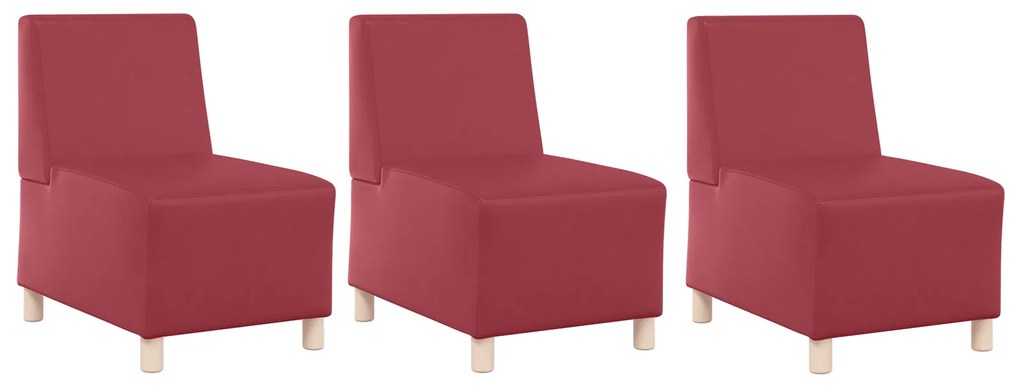 vidaXL Καναπέδες 3 pcs Μπορντό 55 x 74 x 82 εκ. Τεχνητό δέρμα