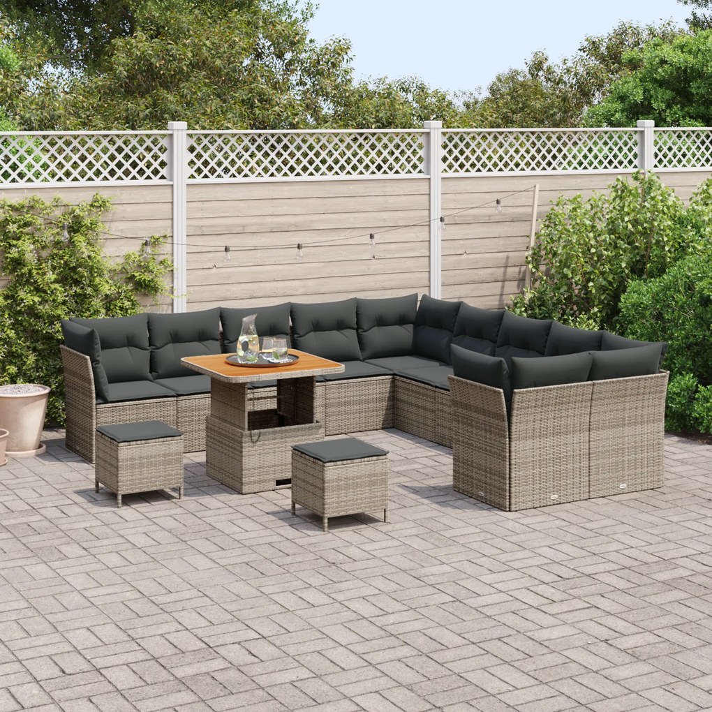 vidaXL Σετ Καναπέ Κήπου με μαξιλάρι 13 pcs Γκρι 80 x 80 x 71 cm