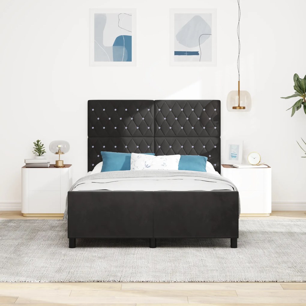 vidaXL Bed Frame Μαύρο 140x190 εκ. Βελούδο