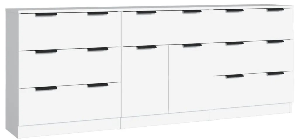 vidaXL Ντουλάπια 3 Τεμαχίων Λευκά από Επεξεργασμένο Ξύλο
