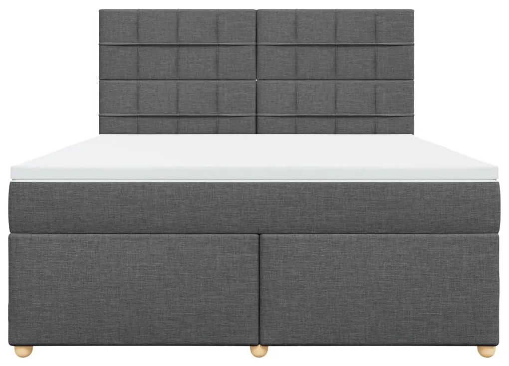 vidaXL Κρεβάτι Boxspring με Στρώμα Σκούρο Γκρι 180x200 εκ Υφασμάτιν