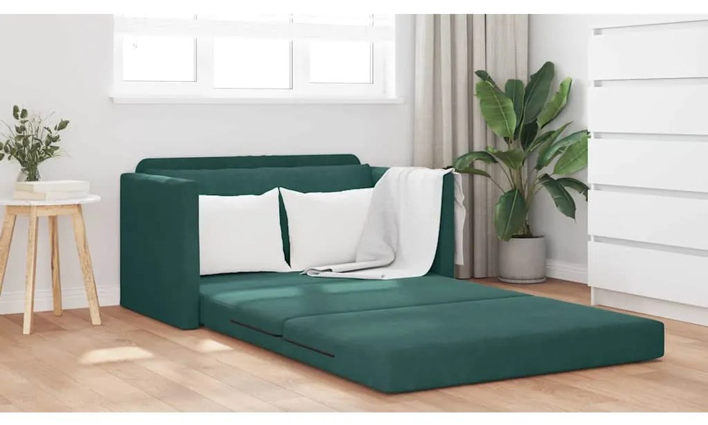 vidaXL Κρεβάτι καναπές Σκούρο Πράσινο 124 x 204 x 61 εκ Βελούδο