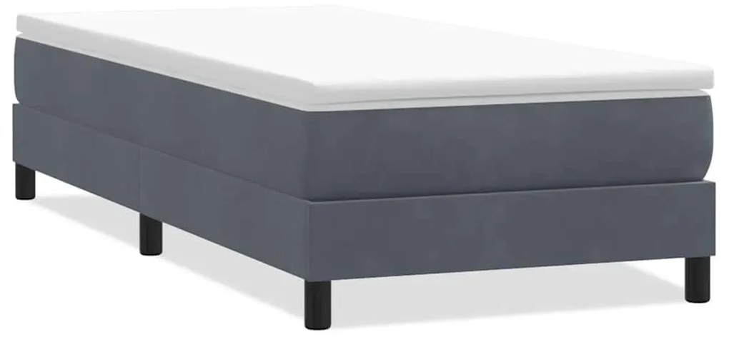 BOX SPRING ΚΡΕΒΑΤΙ ΧΩΡΙΣ ΣΤΡΩΜΑ ΣΚΟΥΡΟ ΓΚΡΙ 90X210 CM ΒΕΛΟΥΔΙΝΟ 3315808