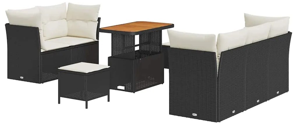 vidaXL Σετ Καναπέ Κήπου 8 pcs Μαύρο και κρεμ 90 x 55 x 71 cm