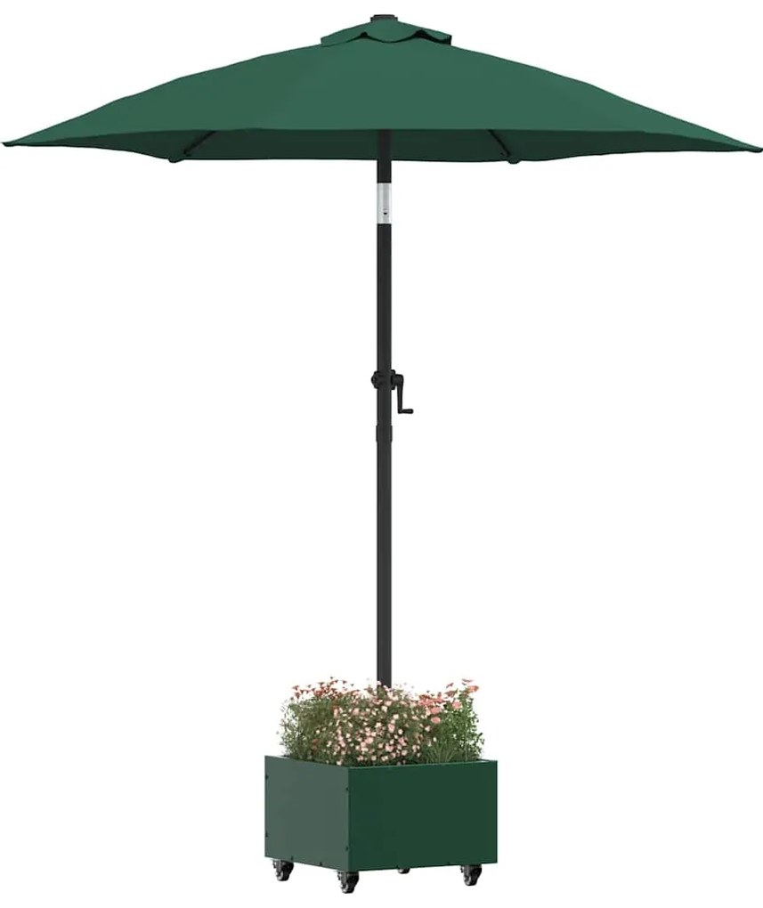 vidaXL Βάση Παρασόλ με Γλάστρα Πράσινο 45 x 45 x 45 cm Ατσάλι
