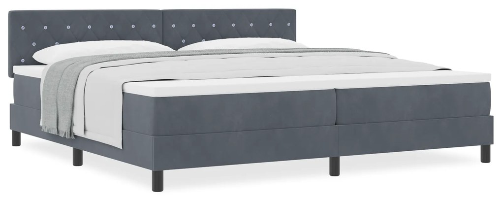 vidaXL Κρεβάτι Box Spring με Στρώμα Σκούρο Γκρι 200x200 εκ. Βελούδο