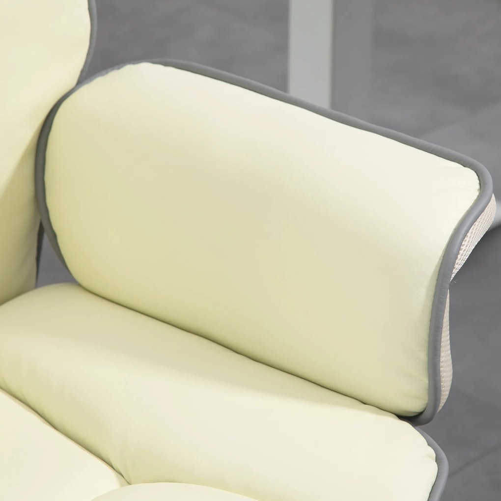 Vinsetto Ergonomική καρέκλα γραφείου, έξτρα επενδεδυμένη, λειτουργία ανάκλισης, δερματίνη, 76x80x118-124 cm, Κρεμ