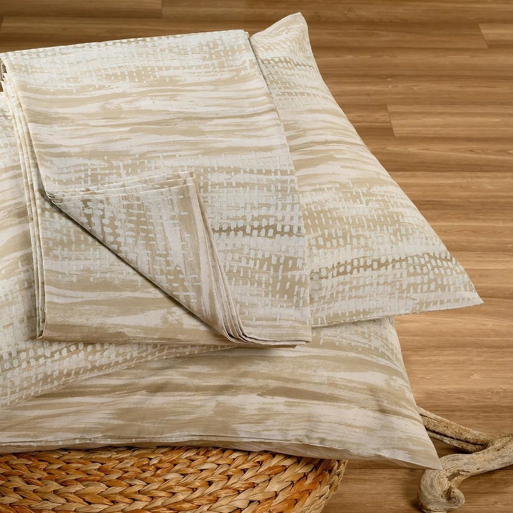 Σετ Σεντόνι Με 2 Μαξιλαροθήκες Polycotton Υπέρδιπλο Με Λάστιχο 160x200+32εκ. Fuji Mocca Casual Line Mini Melinen 20004849
