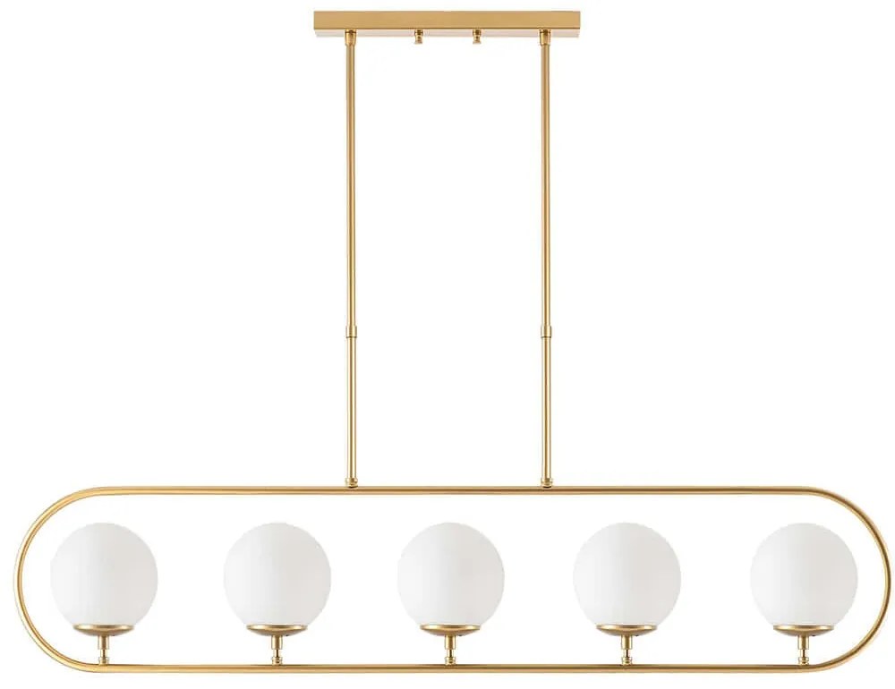 Φωτιστικό Οροφής - Ράγα Jewel 942FLG1143 122x15x91cm 5xE14 15W Gold-White Opviq