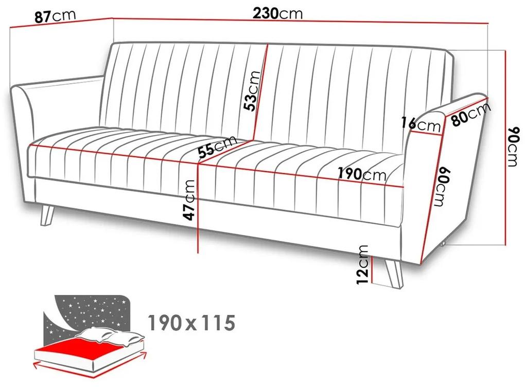 Καναπές κρεβάτι Columbus 144, Αριθμός θέσεων: 3, Αποθηκευτικός χώρος, 90x230x87cm, 61 kg, Πόδια: Ξύλο, Ξύλο: Πεύκο | Epipla1.gr