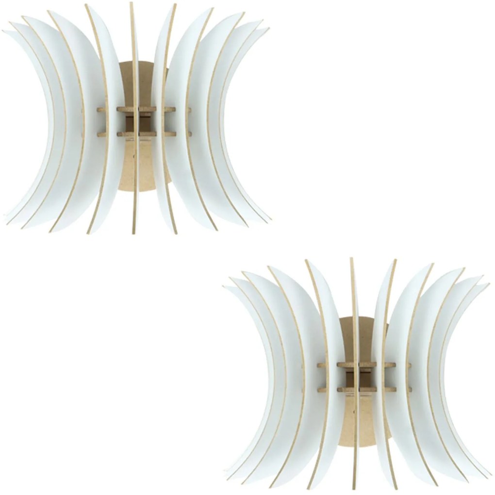 Σετ απλίκες τοίχου C7380.01 2 τμχ Ξύλινες απο MDF Λευκό 28x20x20Υεκ. 28x20x20 εκ.