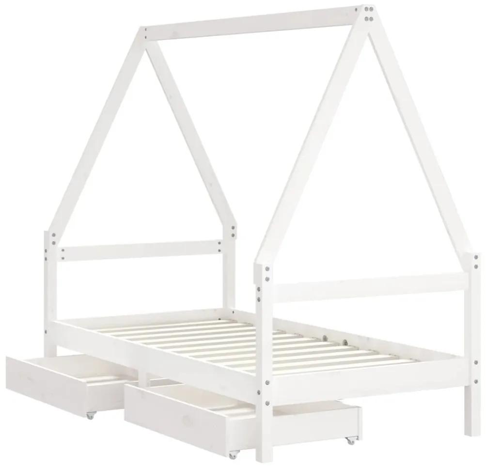 Πλαίσιο Παιδικού Κρεβατιού Συρτάρια Λευκό Τύπου Montessori 80x160εκ. Ξύλο Πεύκου - Λευκό